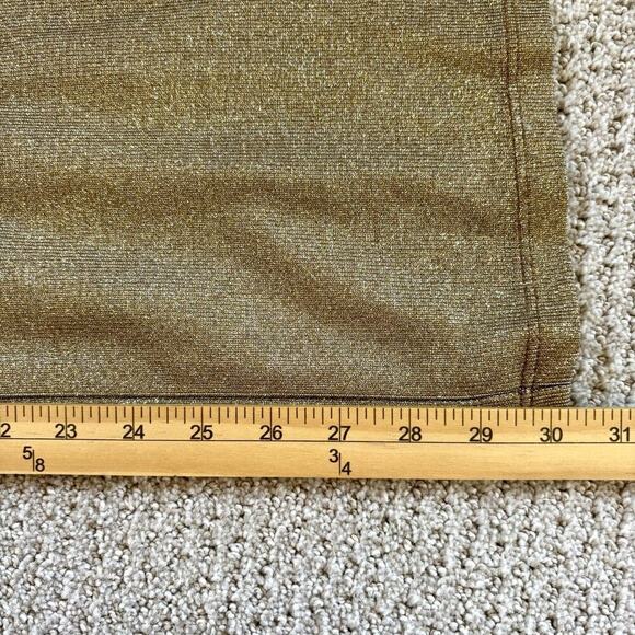 CeCe Metallic Gold Straight-Leg High Rise Glitter Sparkle Zip Trouser Pants S - Picture 9 of 10